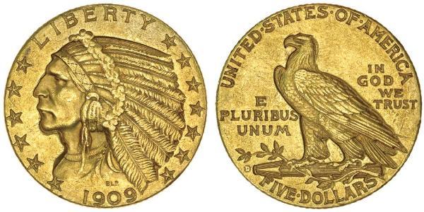 5 Dollar 美利堅合眾國 (1776 - ) 金 