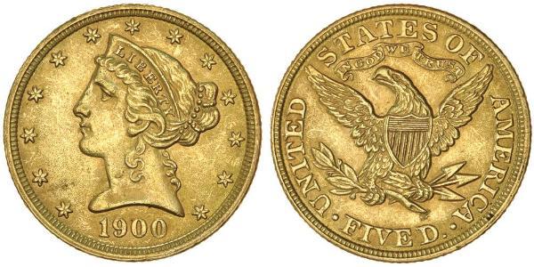 5 Dollar 美利堅合眾國 (1776 - ) 金 