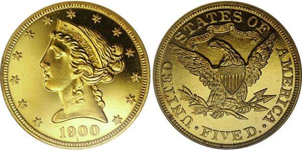 5 Dollar 美利堅合眾國 (1776 - ) 金 