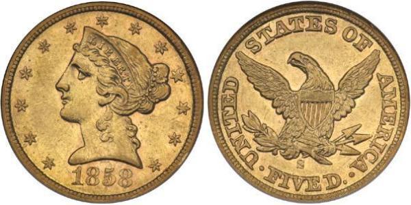 5 Dollar 美利堅合眾國 (1776 - ) 金 