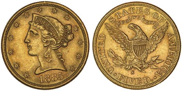 5 Dollar 美利堅合眾國 (1776 - ) 金 