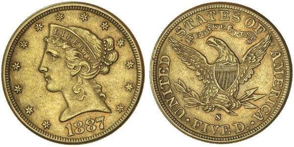 5 Dollar 美利堅合眾國 (1776 - ) 金 