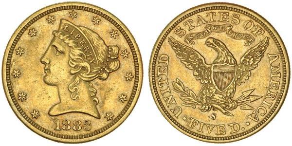 5 Dollar 美利堅合眾國 (1776 - ) 金 