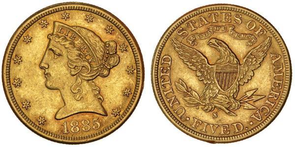 5 Dollar 美利堅合眾國 (1776 - ) 金 