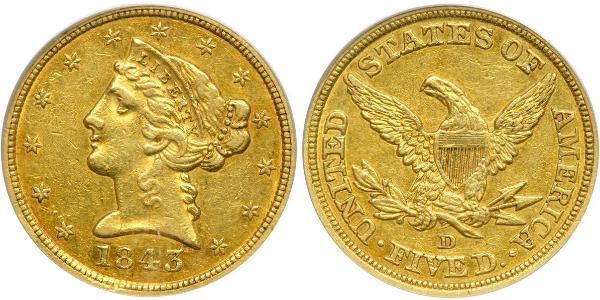 5 Dollar 美利堅合眾國 (1776 - ) 金 