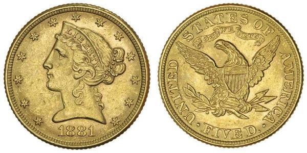 5 Dollar 美利堅合眾國 (1776 - ) 金 