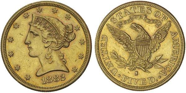 5 Dollar 美利堅合眾國 (1776 - ) 金 