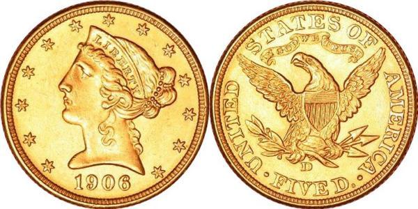 5 Dollar 美利堅合眾國 (1776 - ) 金 