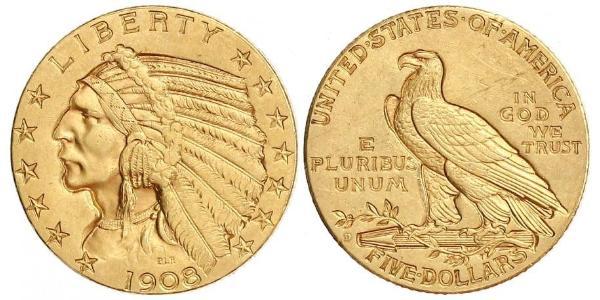 5 Dollar 美利堅合眾國 (1776 - ) 金 
