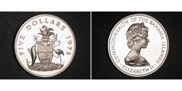5 Dollar Bahamas 銀 伊丽莎白二世 (1926-2022)