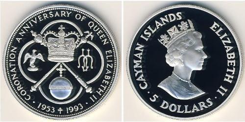 5 Dollar Cayman Islands 銀 