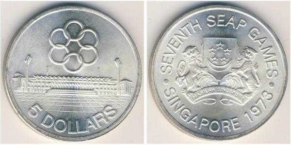 5 Dollar Singapore 銀 