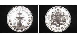 5 Dollar 巴巴多斯 銀 