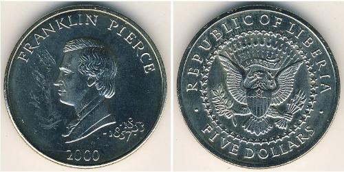 5 Dollar Liberia 銅/镍 Franklin Pierce (1804 - 1869)