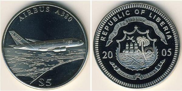 5 Dollar Liberia 銅/镍 