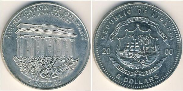 5 Dollar Liberia 銅/镍 