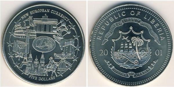 5 Dollar Liberia 銅/镍 
