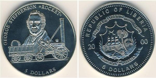 5 Dollar Liberia 銅/镍 