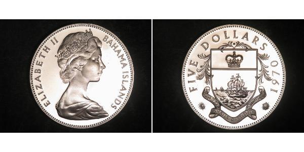 5 Dollaro Bahamas Argento Elisabetta II (1926-2022)