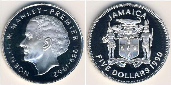 5 Dollaro Giamaica (1962 - ) Argento 