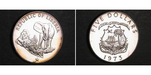 5 Dollaro Liberia Argento 