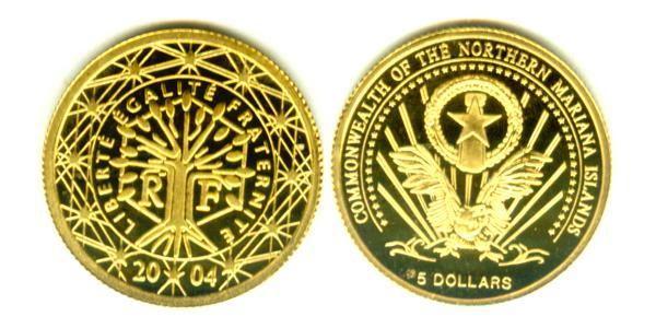 5 Dollaro Northern Mariana Islands Oro 