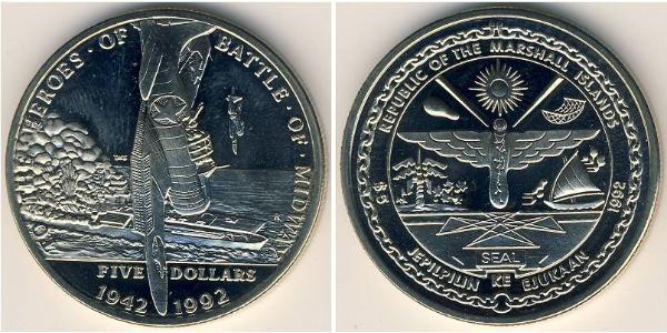 5 Dollaro Isole Marshall Rame/Nichel 