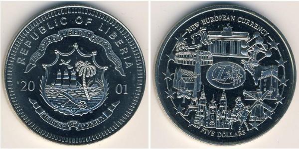 5 Dollaro Liberia Rame/Nichel 
