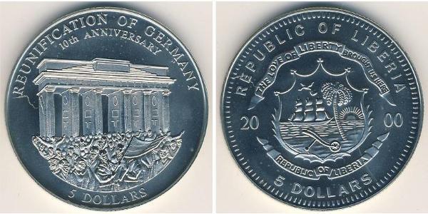 5 Dollaro Liberia Rame/Nichel 