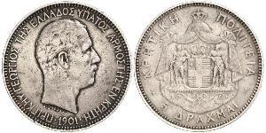 5 Drachma Königreich Griechenland (1832-1924) Silber Georg I. von Griechenland (1845- 1913)