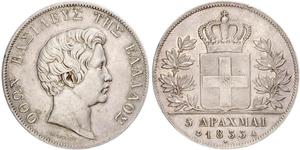 5 Drachma Königreich Griechenland (1832-1924) Silber Otto (Griechenland) (1815 - 1867)