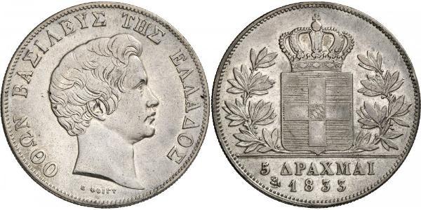 5 Drachma Königreich Griechenland (1832-1924) Silber Otto (Griechenland) (1815 - 1867)