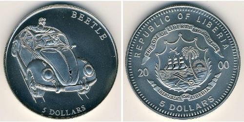 5 Dólar Liberia Níquel/Cobre 