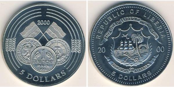 5 Dólar Liberia Níquel/Cobre 