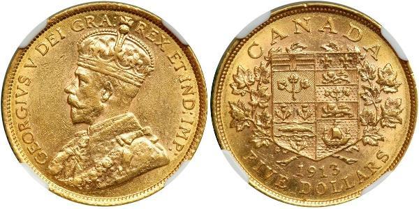 5 Dólar Canadá Oro Jorge V (1865-1936)