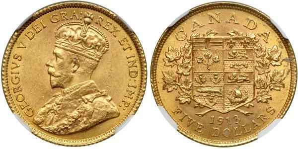 5 Dólar Canadá Oro Jorge V (1865-1936)