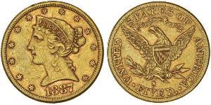 5 Dólar Estados Unidos de América (1776 - ) Oro 