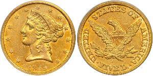 5 Dólar Estados Unidos de América (1776 - ) Oro 