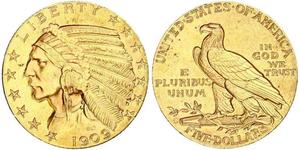 5 Dólar Estados Unidos de América (1776 - ) Oro 