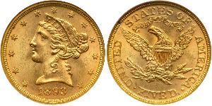 5 Dólar Estados Unidos de América (1776 - ) Oro 