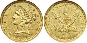 5 Dólar Estados Unidos de América (1776 - ) Oro 