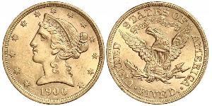 5 Dólar Estados Unidos de América (1776 - ) Oro 