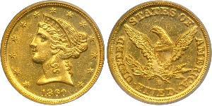 5 Dólar Estados Unidos de América (1776 - ) Oro 