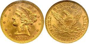 5 Dólar Estados Unidos de América (1776 - ) Oro 