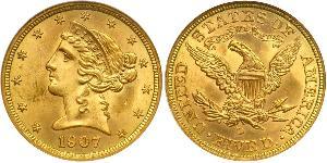 5 Dólar Estados Unidos de América (1776 - ) Oro 