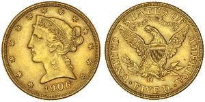 5 Dólar Estados Unidos de América (1776 - ) Oro 