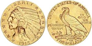 5 Dólar Estados Unidos de América (1776 - ) Oro 