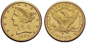 5 Dólar Estados Unidos de América (1776 - ) Oro 