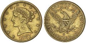 5 Dólar Estados Unidos de América (1776 - ) Oro 