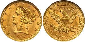 5 Dólar Estados Unidos de América (1776 - ) Oro 